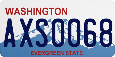 WA license plate AXS0068