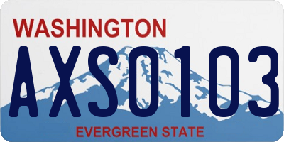 WA license plate AXS0103