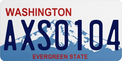 WA license plate AXS0104