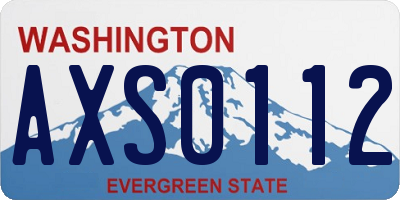 WA license plate AXS0112
