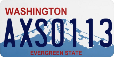 WA license plate AXS0113