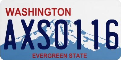 WA license plate AXS0116