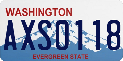 WA license plate AXS0118