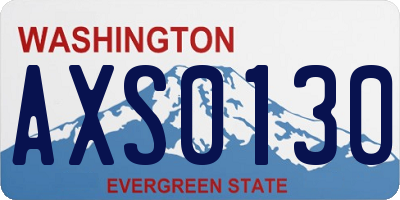 WA license plate AXS0130