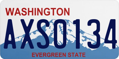 WA license plate AXS0134