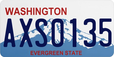 WA license plate AXS0135