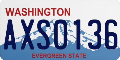 WA license plate AXS0136