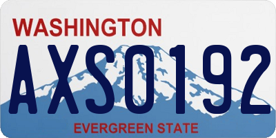 WA license plate AXS0192