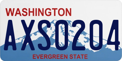 WA license plate AXS0204