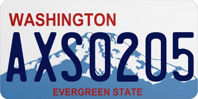WA license plate AXS0205