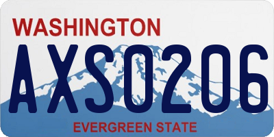 WA license plate AXS0206