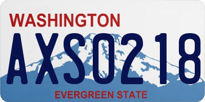 WA license plate AXS0218