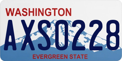 WA license plate AXS0228