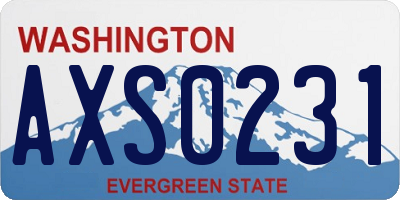 WA license plate AXS0231