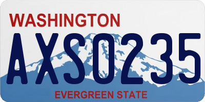 WA license plate AXS0235