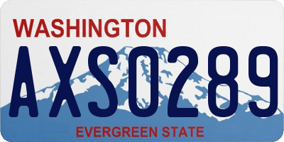 WA license plate AXS0289