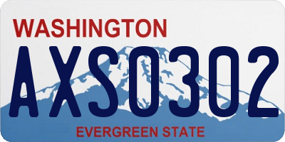WA license plate AXS0302