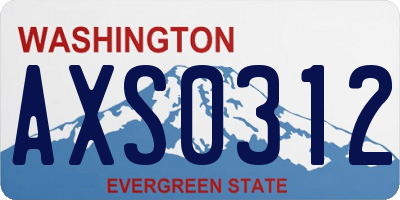 WA license plate AXS0312