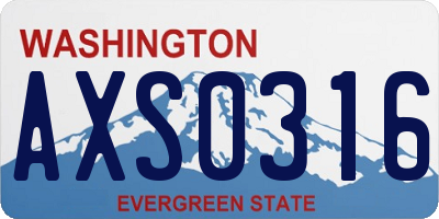 WA license plate AXS0316