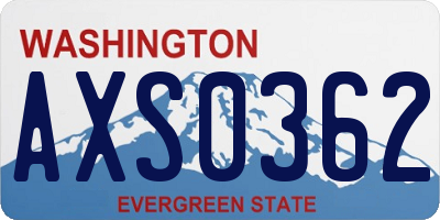 WA license plate AXS0362