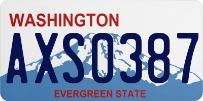 WA license plate AXS0387