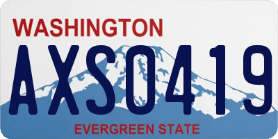 WA license plate AXS0419