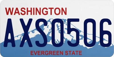 WA license plate AXS0506