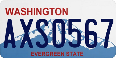 WA license plate AXS0567