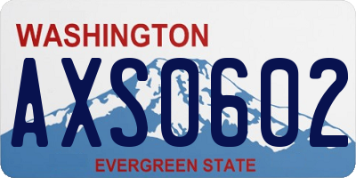 WA license plate AXS0602
