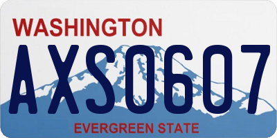 WA license plate AXS0607