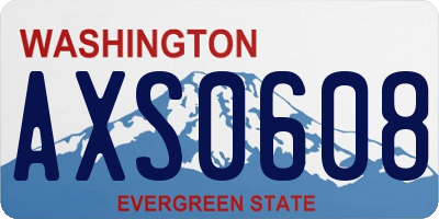 WA license plate AXS0608