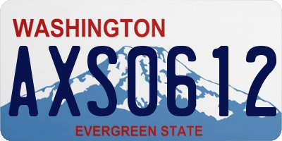 WA license plate AXS0612
