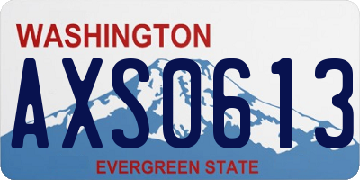 WA license plate AXS0613