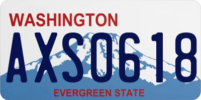 WA license plate AXS0618