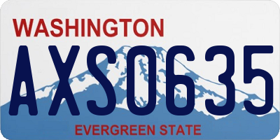 WA license plate AXS0635