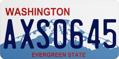 WA license plate AXS0645