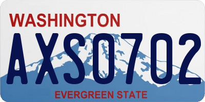 WA license plate AXS0702