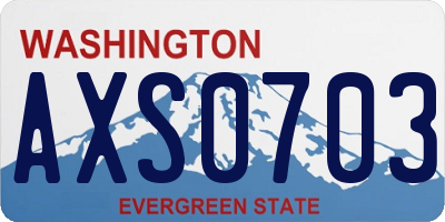 WA license plate AXS0703