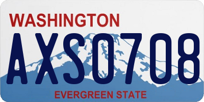 WA license plate AXS0708