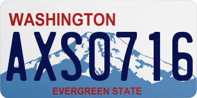 WA license plate AXS0716