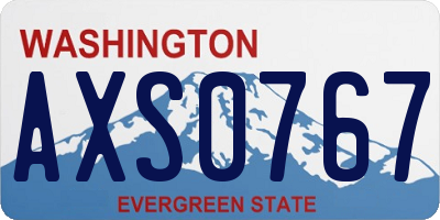 WA license plate AXS0767