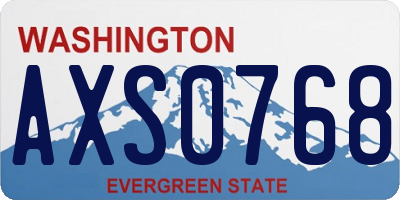 WA license plate AXS0768