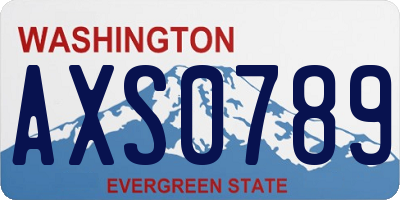WA license plate AXS0789