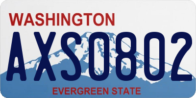 WA license plate AXS0802
