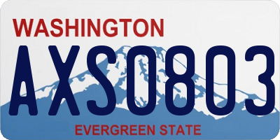 WA license plate AXS0803