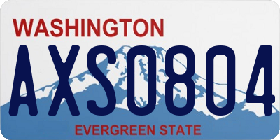 WA license plate AXS0804
