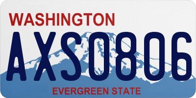 WA license plate AXS0806