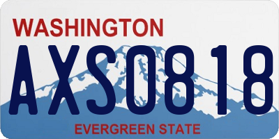WA license plate AXS0818