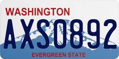 WA license plate AXS0892