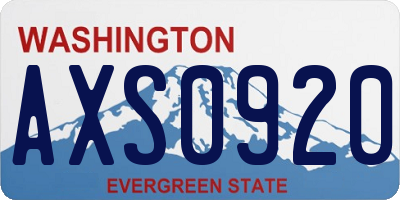 WA license plate AXS0920